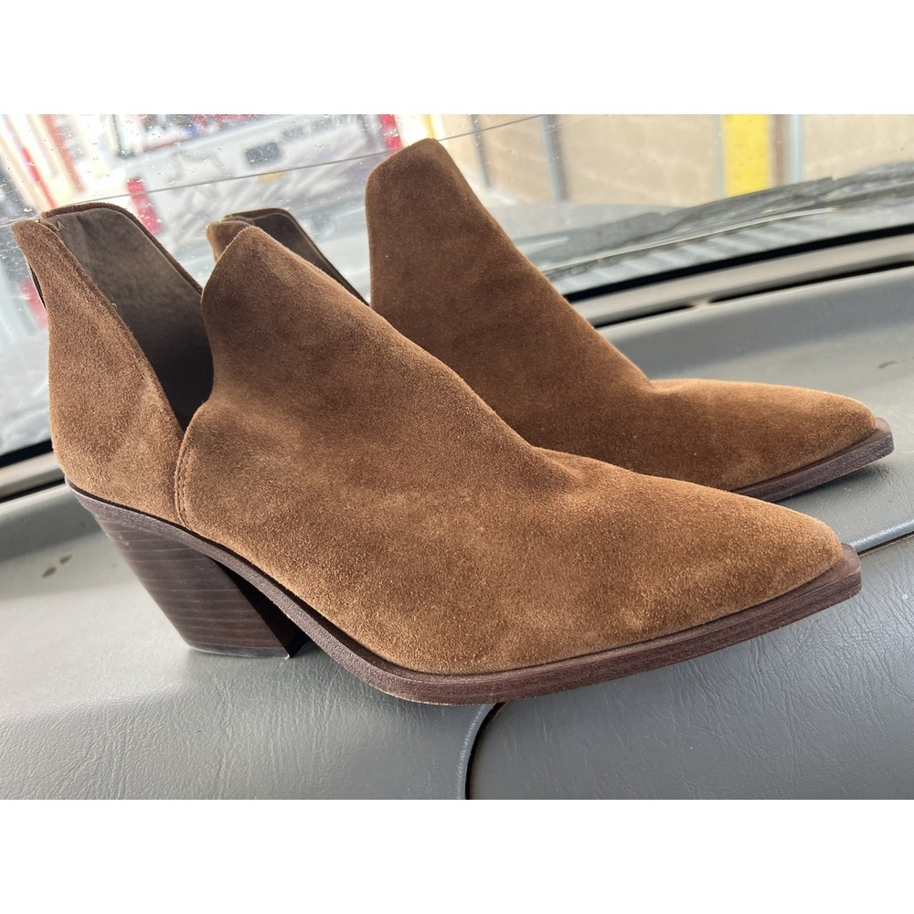 Vince‎ Camuto Bibestie Brown Suede Back block Heel Booties Women's US Size 9.5 M
